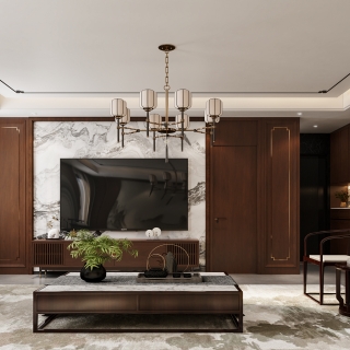 新中式三楼电视墙