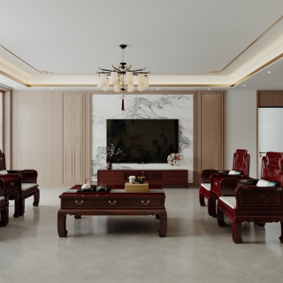 新中式三层客厅静态2