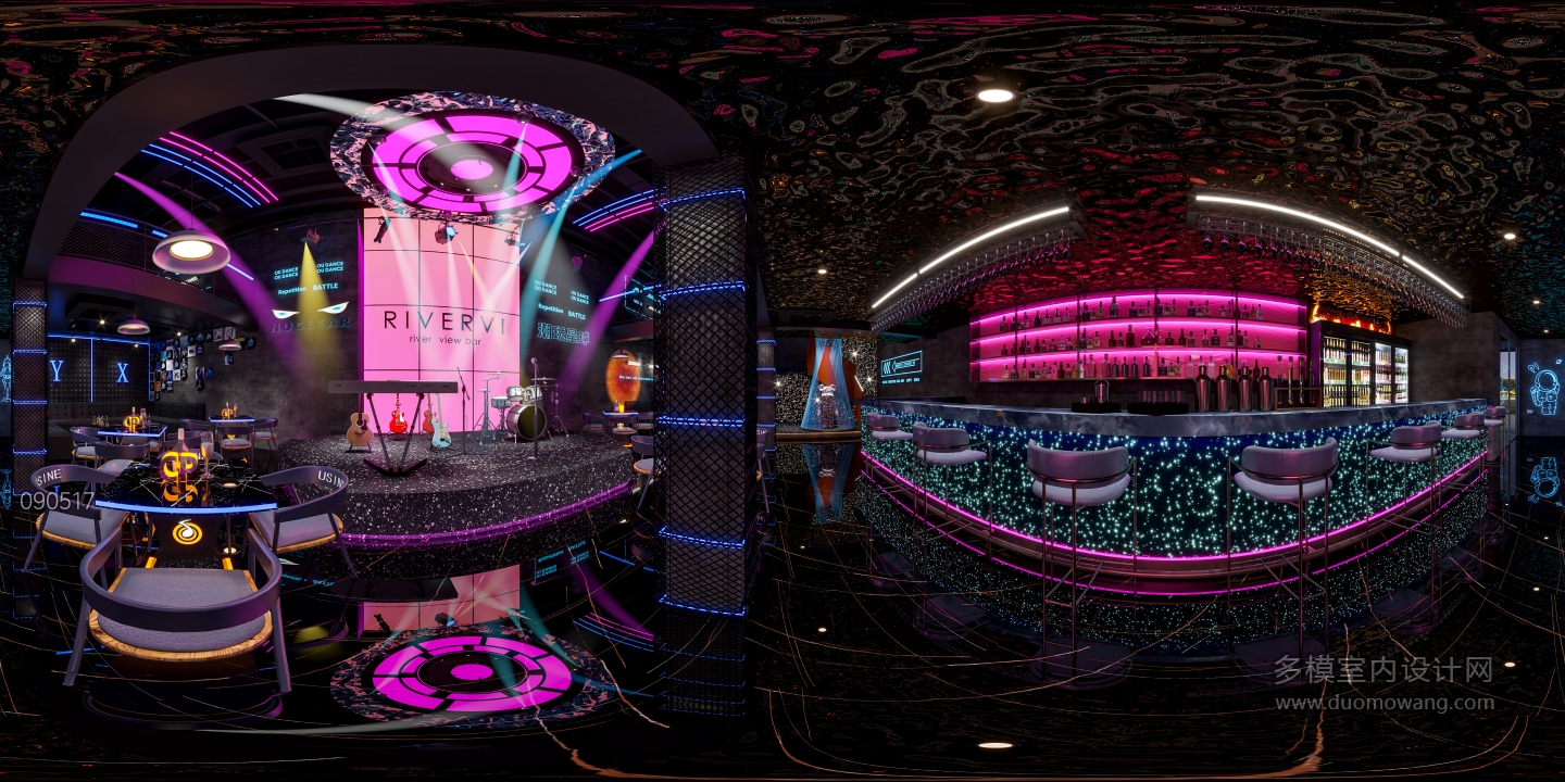 现代工业酒吧大厅360