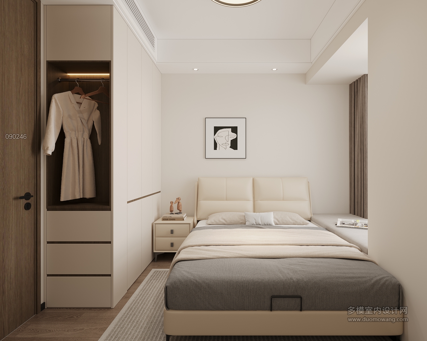 现代沙发背后次卧