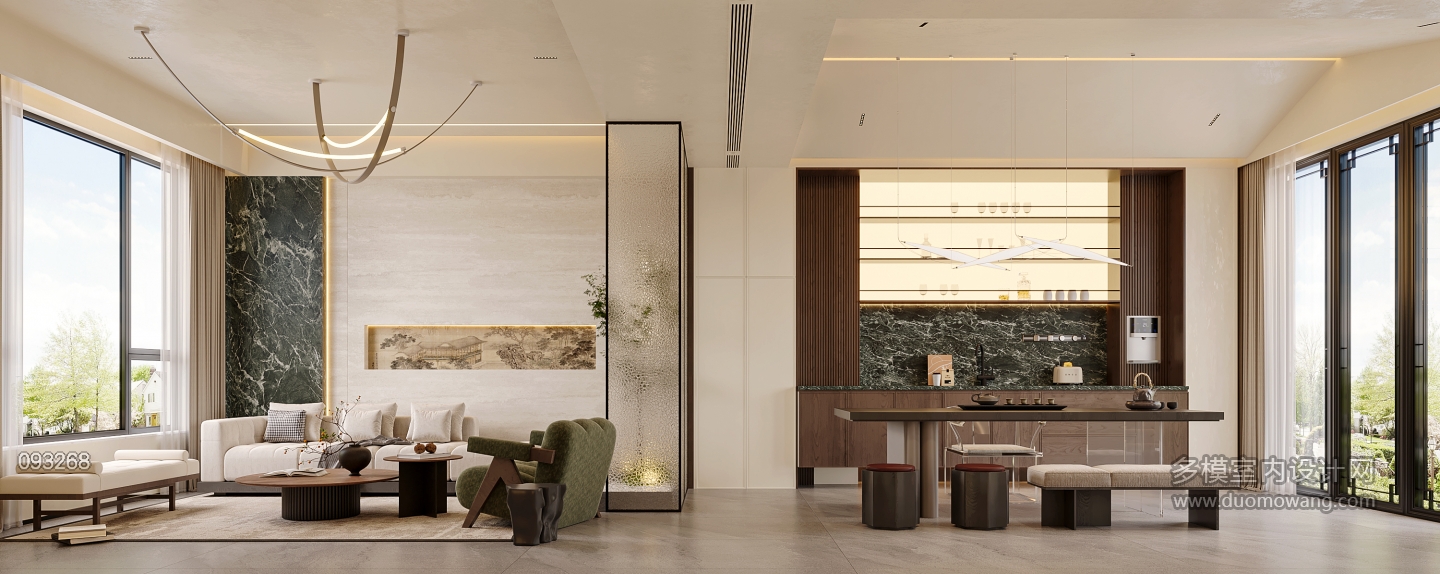 宋氏1f沙发墙透视