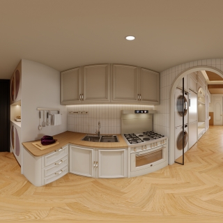 美式乡村 厨房 全景