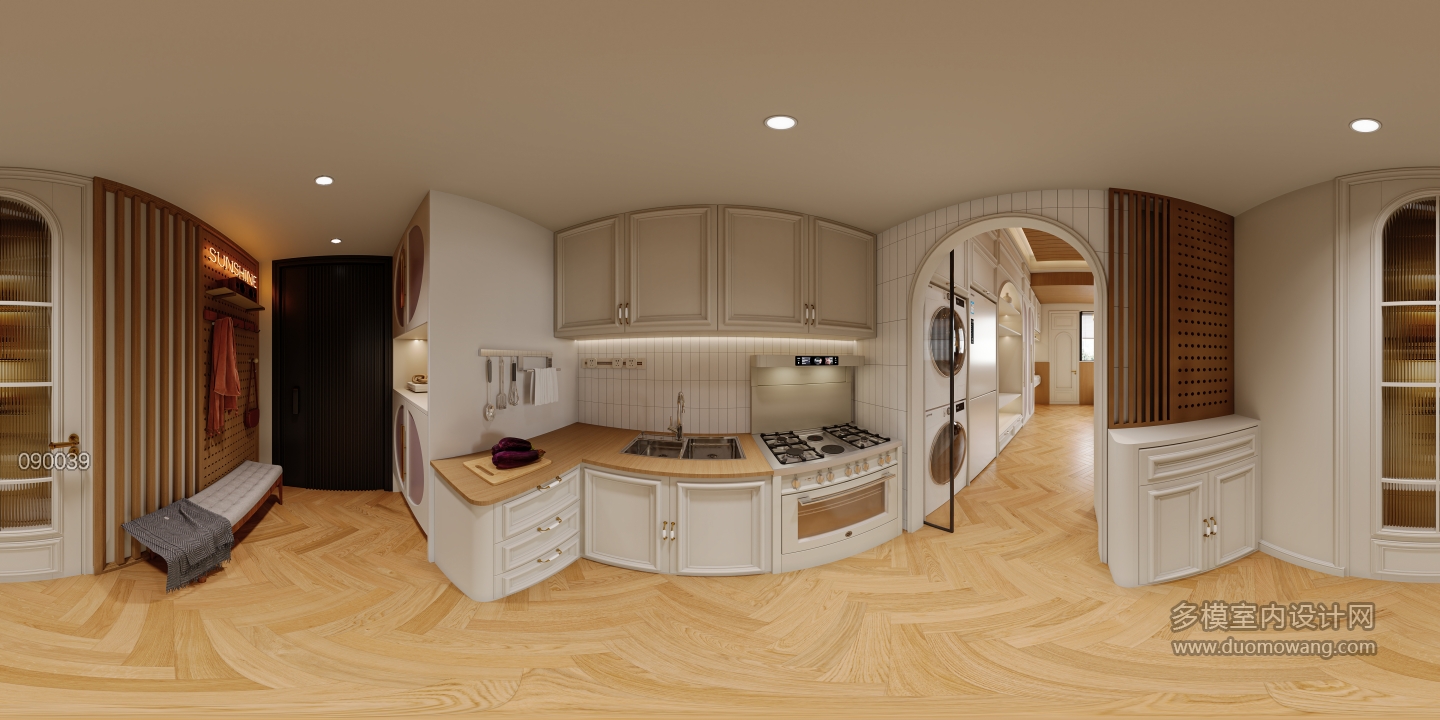 美式乡村 厨房 全景