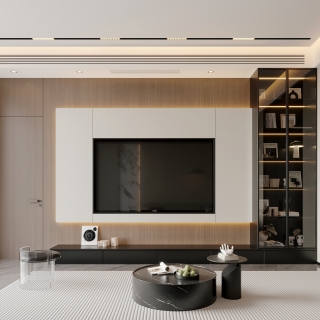 现代一层电视墙