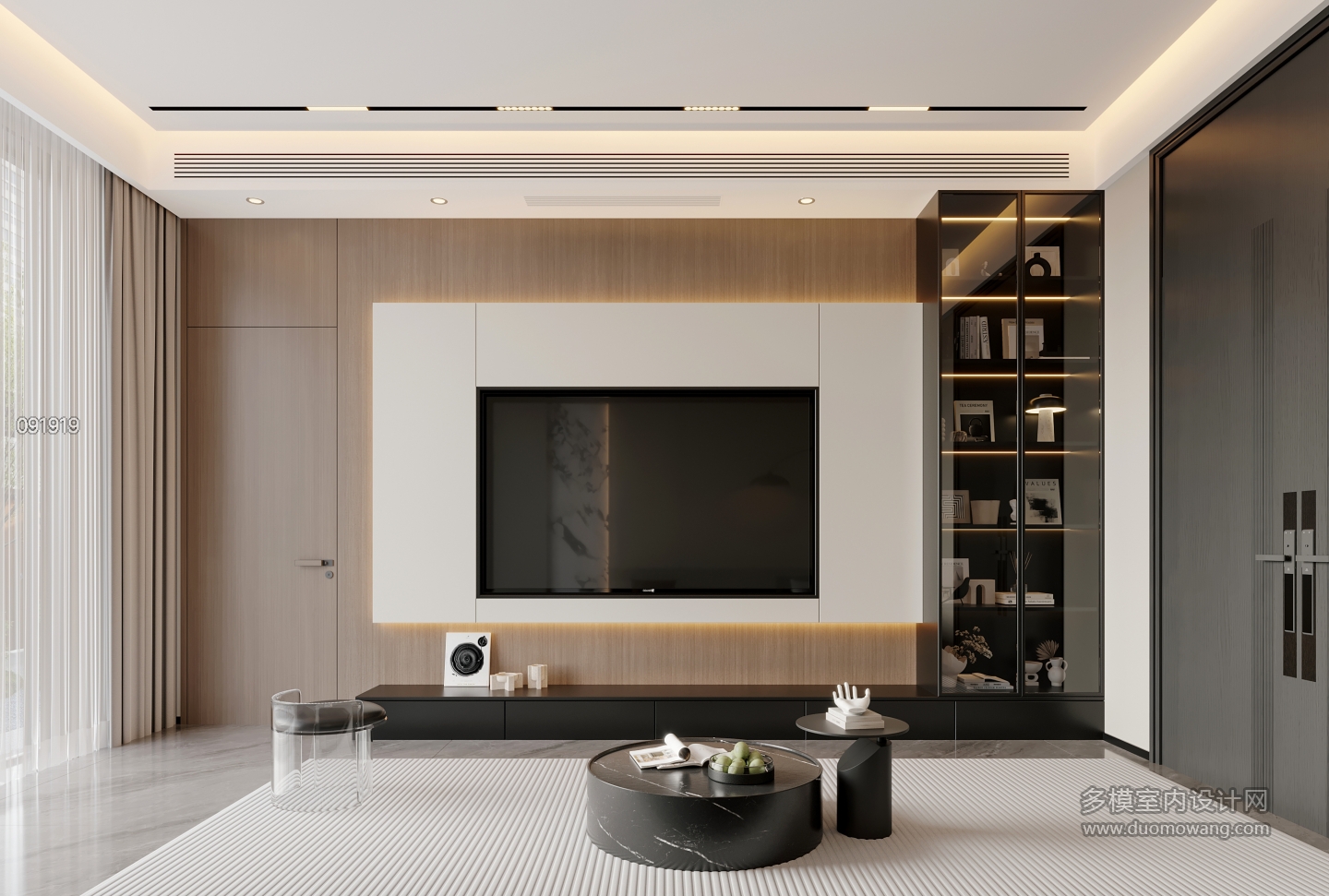 现代一层电视墙