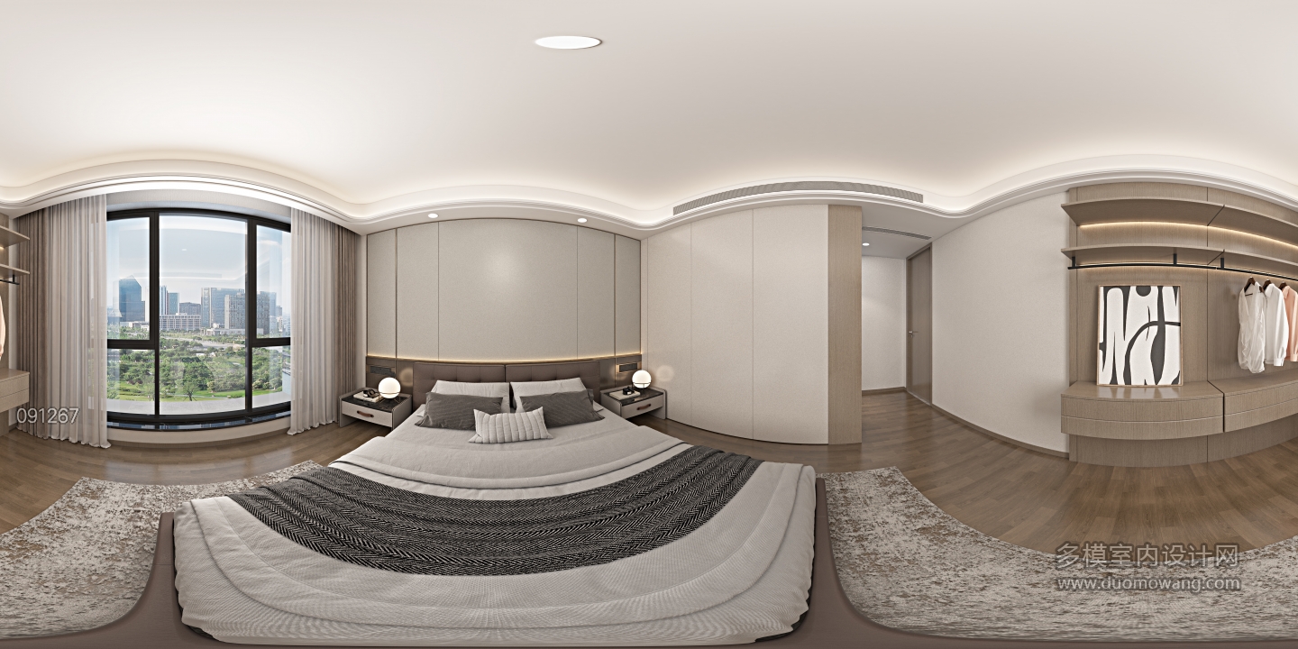 现代 主卧 全景