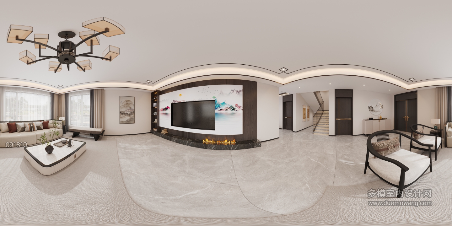 新中式客厅全景