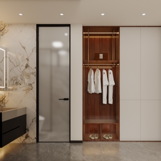 现代四层主卧衣帽间特写