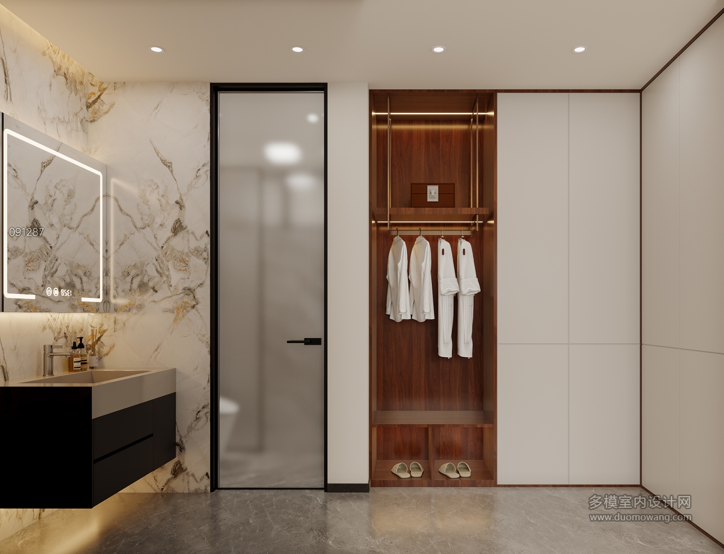 现代四层主卧衣帽间特写