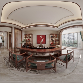 新中式茶室全景