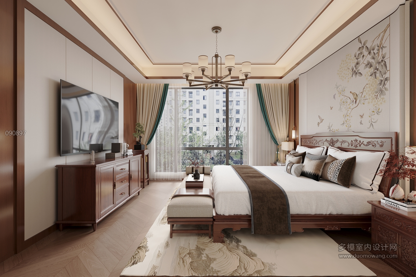 新中式卧室单张