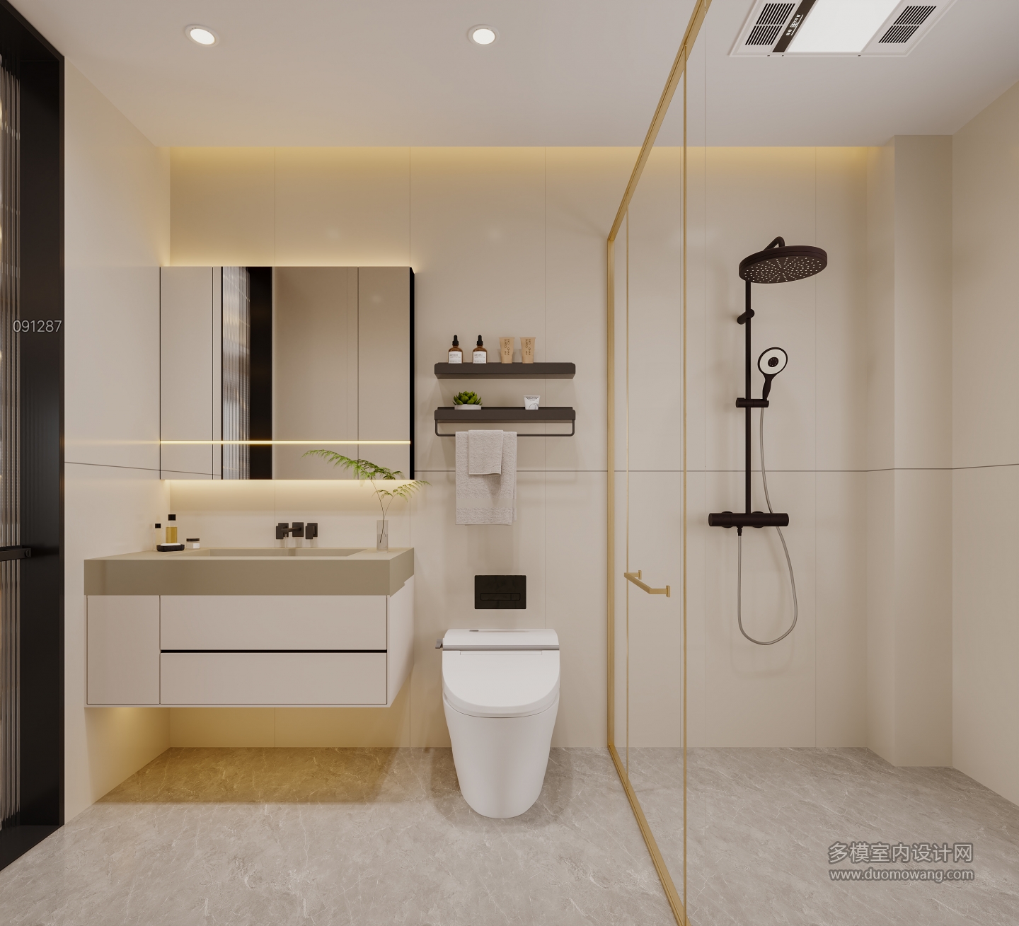 现代五层主卧卫生间特写