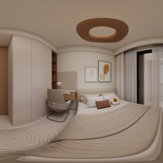 极简奶油卧室 (2)