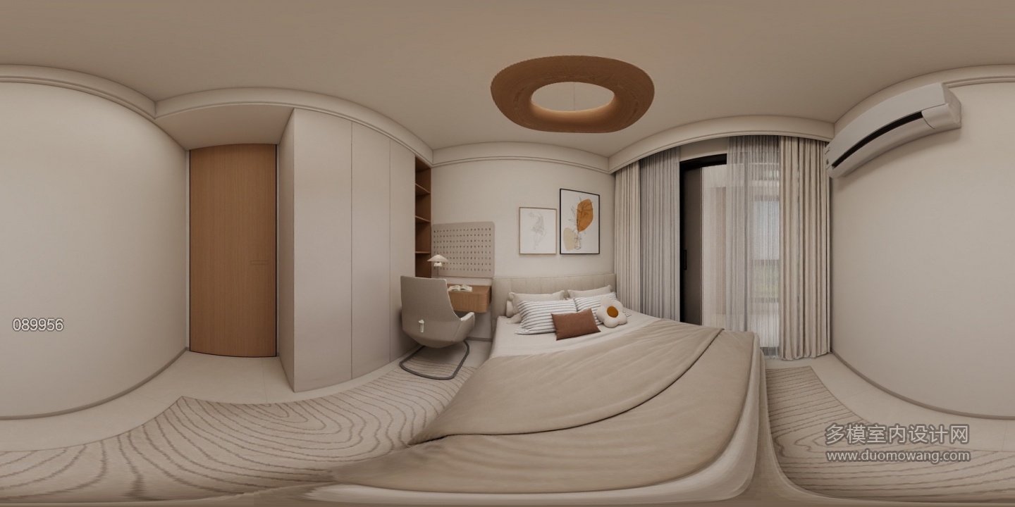 极简奶油卧室 (2)