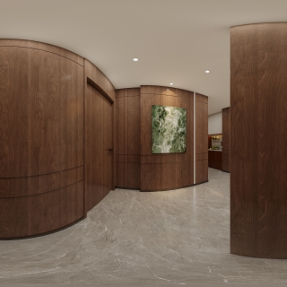 现代四层电梯间全景