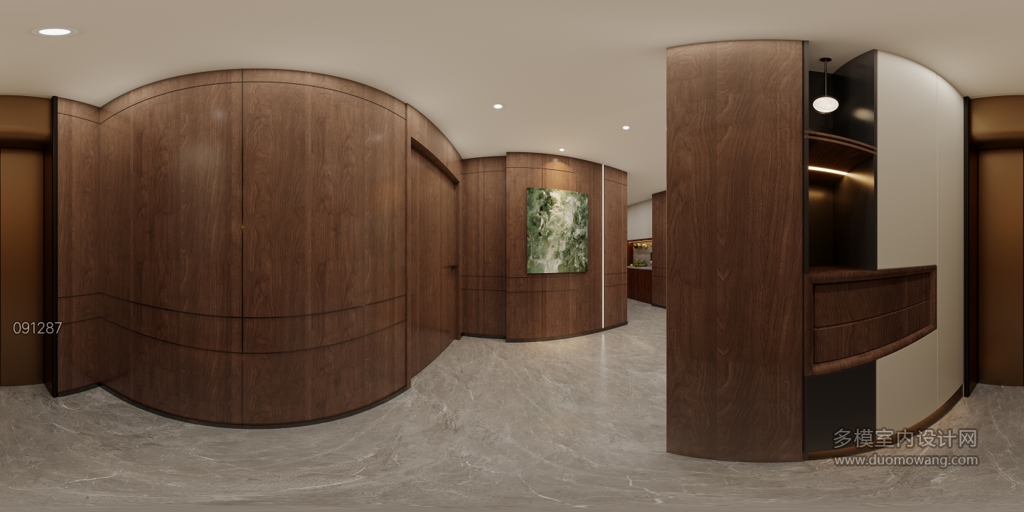 现代四层电梯间全景