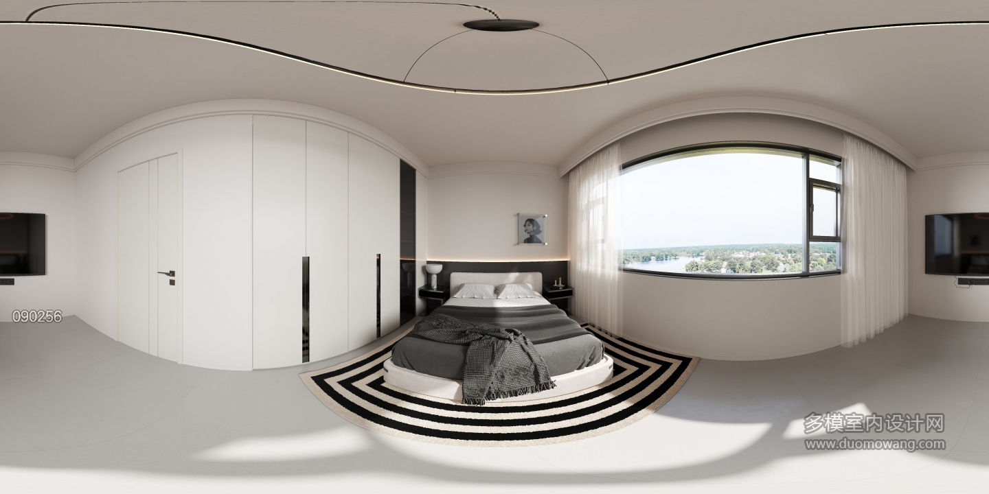 现代黑白灰二楼-主卧
