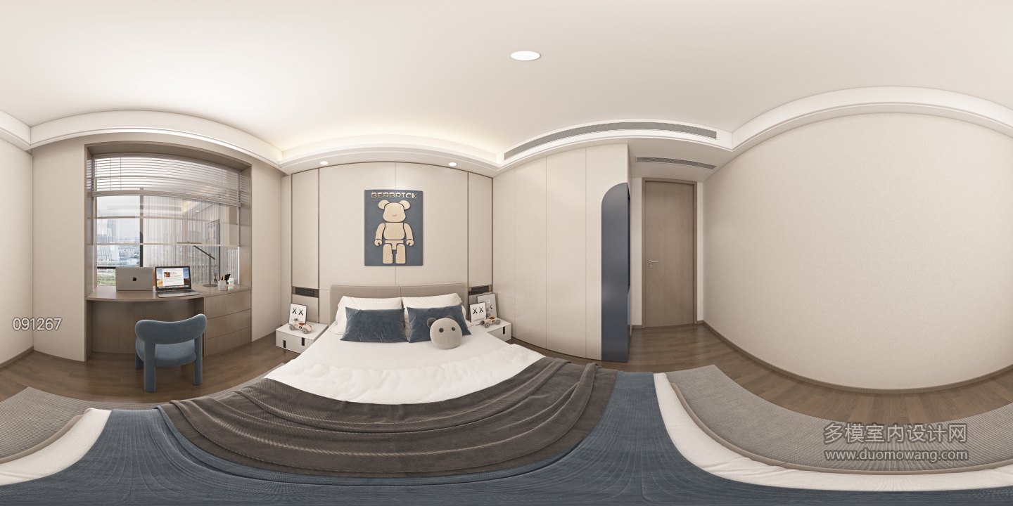 现代 男孩房 全景