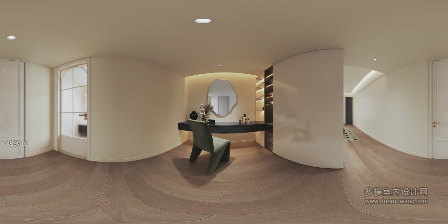 现代轻法二层次卧衣帽间全景