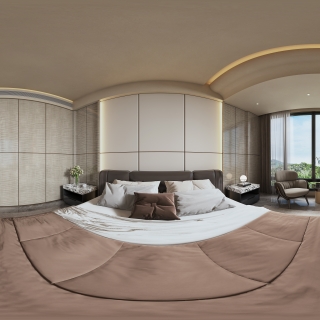 现代意式主卧全景