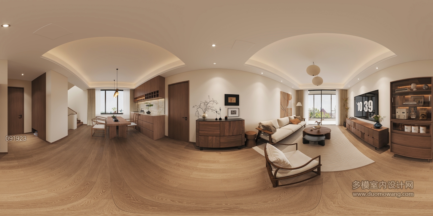 现代中古二楼客餐厅全景