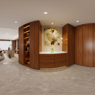 现代五层主卧衣帽间全景