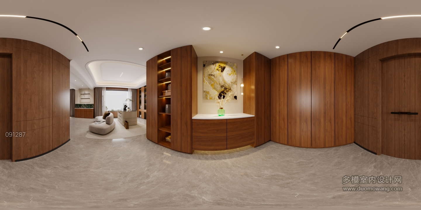 现代五层主卧衣帽间全景