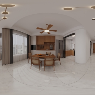 现代1楼客厅全景