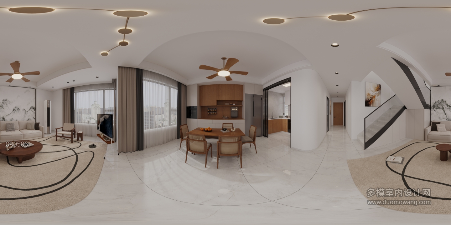 现代1楼客厅全景