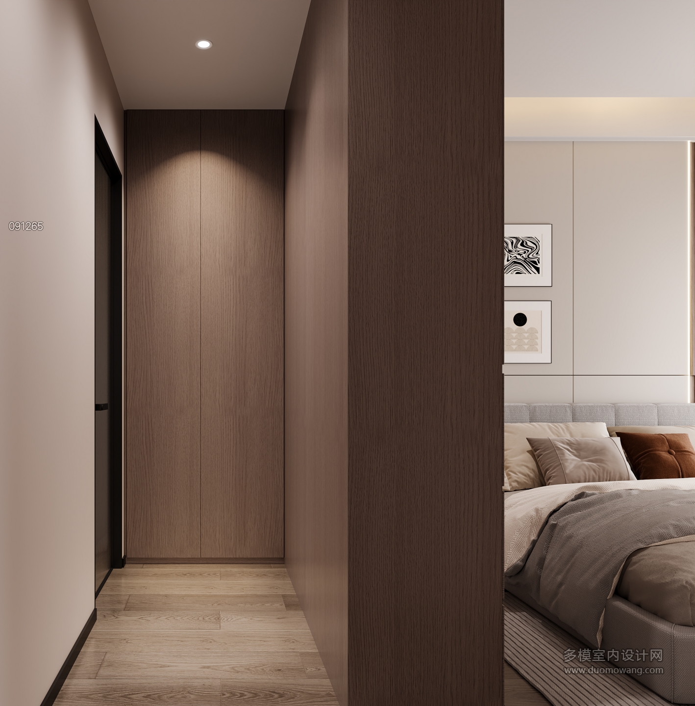 现代主卧衣帽间特写