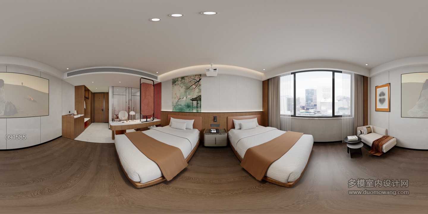 现代双人间全景