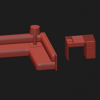 现代沙发桌椅画