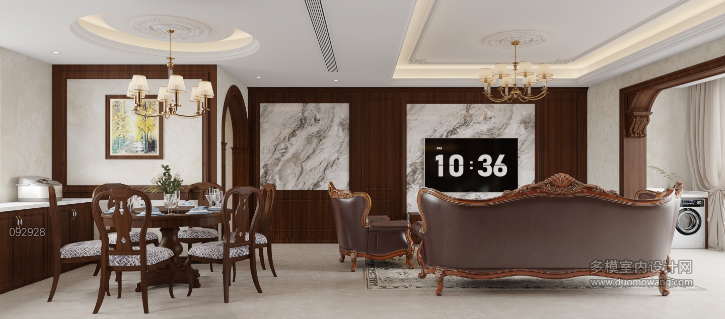 美式客厅-电视墙静态