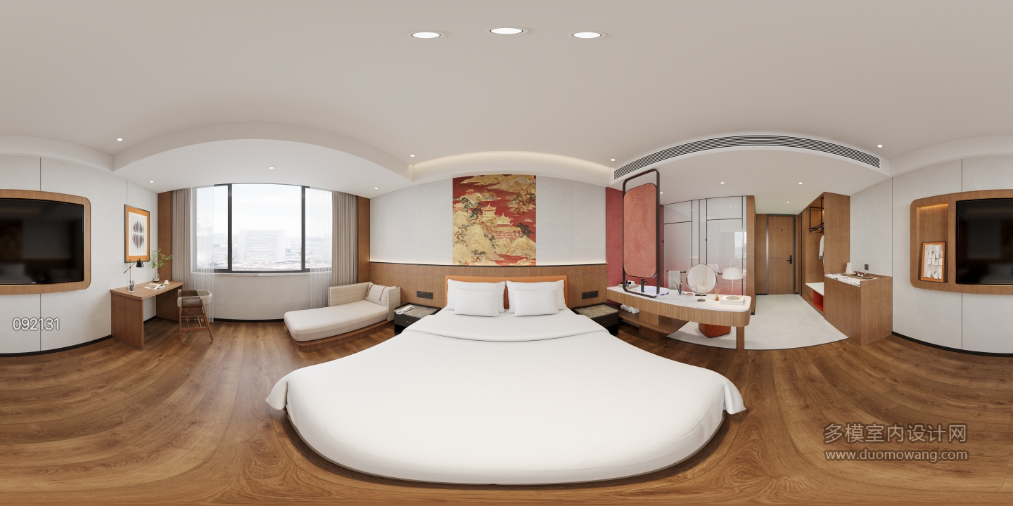 现代单人间全景-电视墙