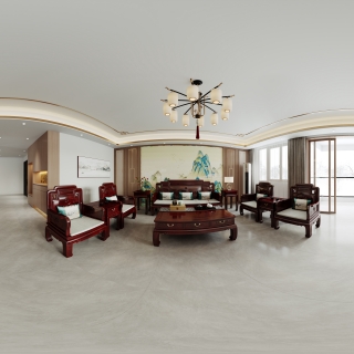 新中式三层客厅全景