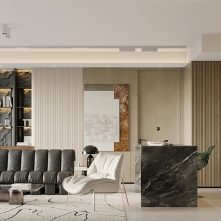 现代中古一层沙发墙