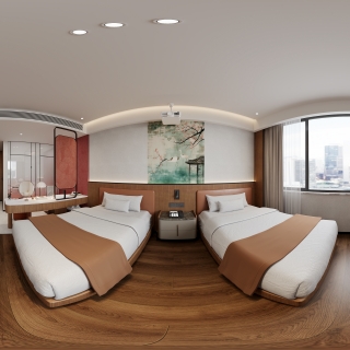 现代双人标间全景-投影仪