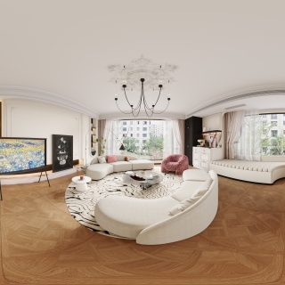 1法式中古风客餐厅全景