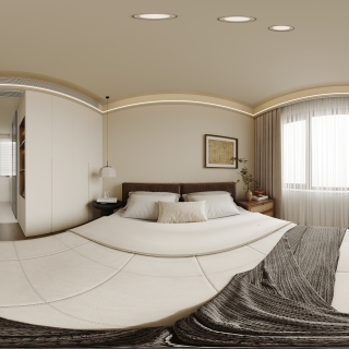 现代中古二层卧室全景