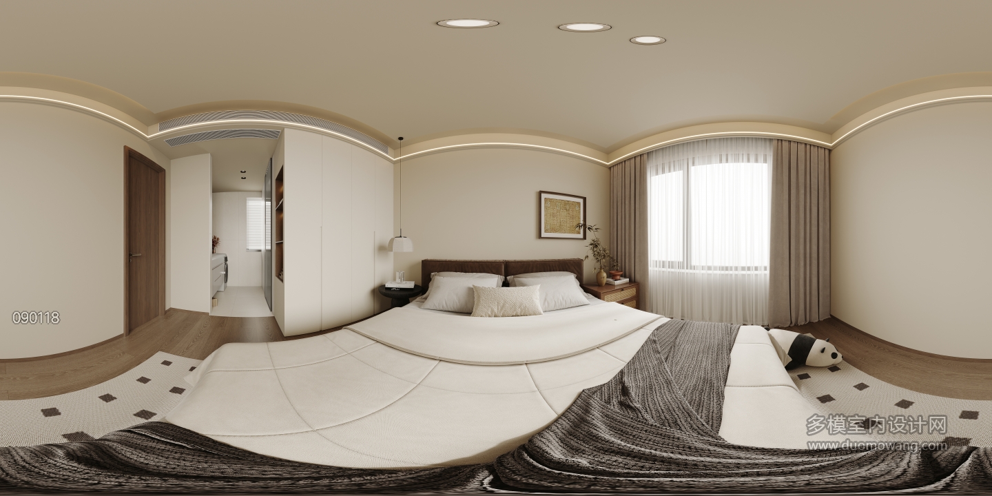 现代中古二层卧室全景