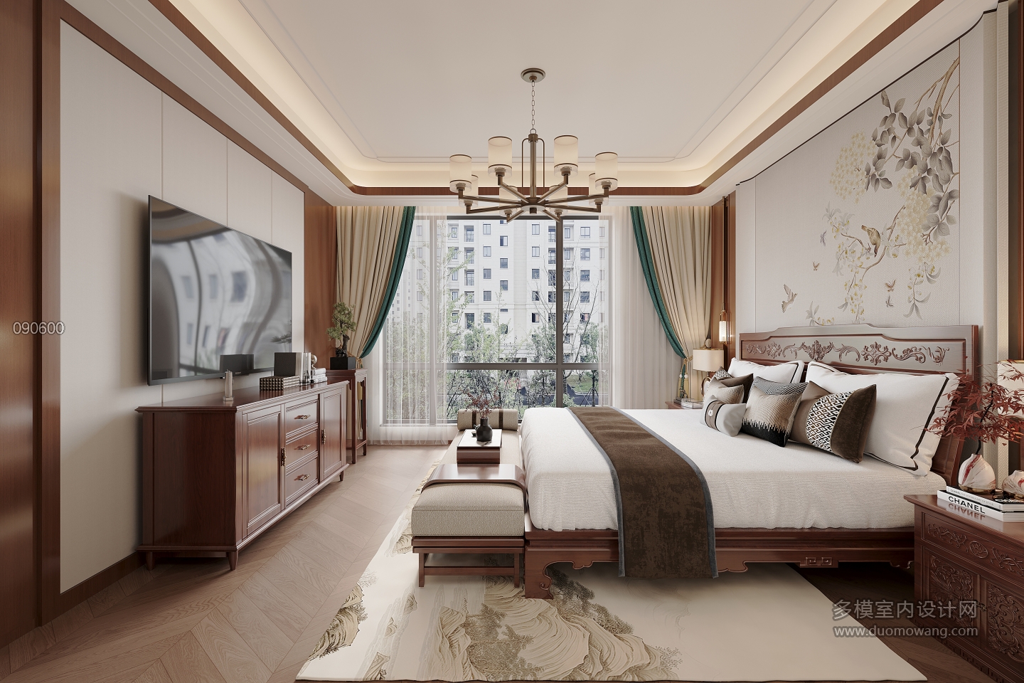 新中式卧室单张