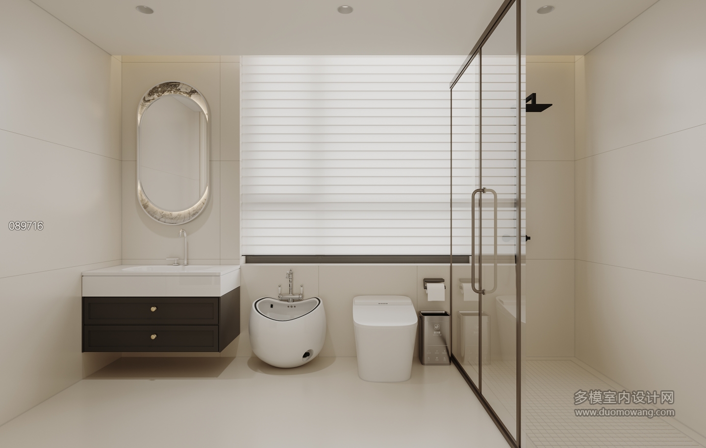 现代轻法二层次卧卫生间