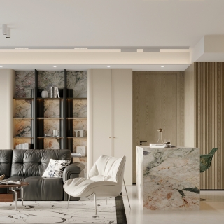 现代法式中古一层沙发墙