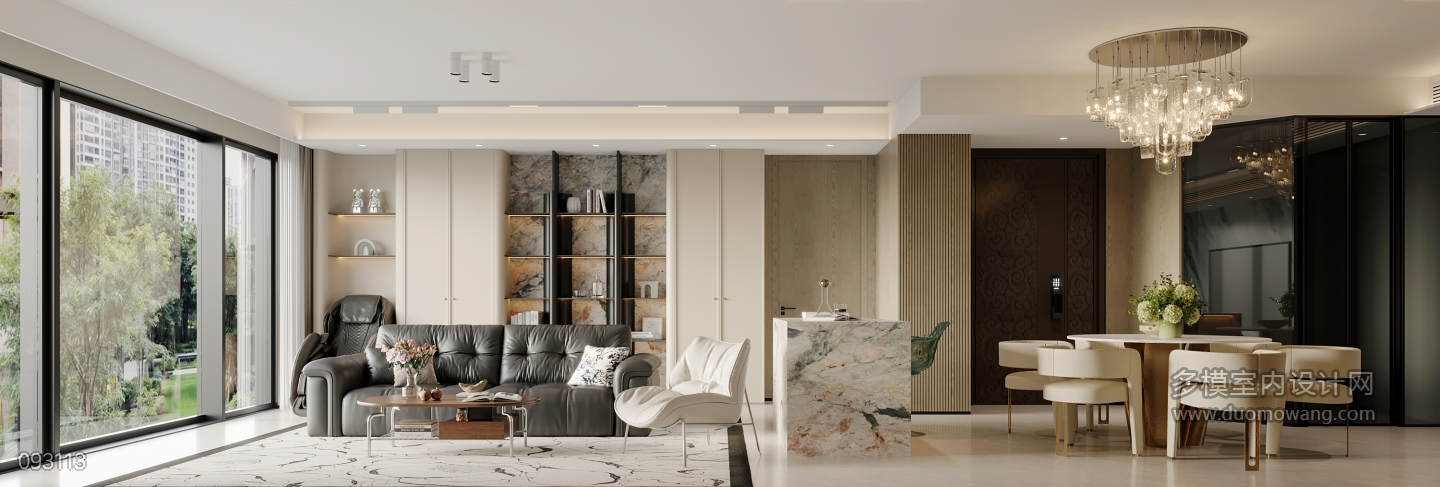 现代法式中古一层沙发墙