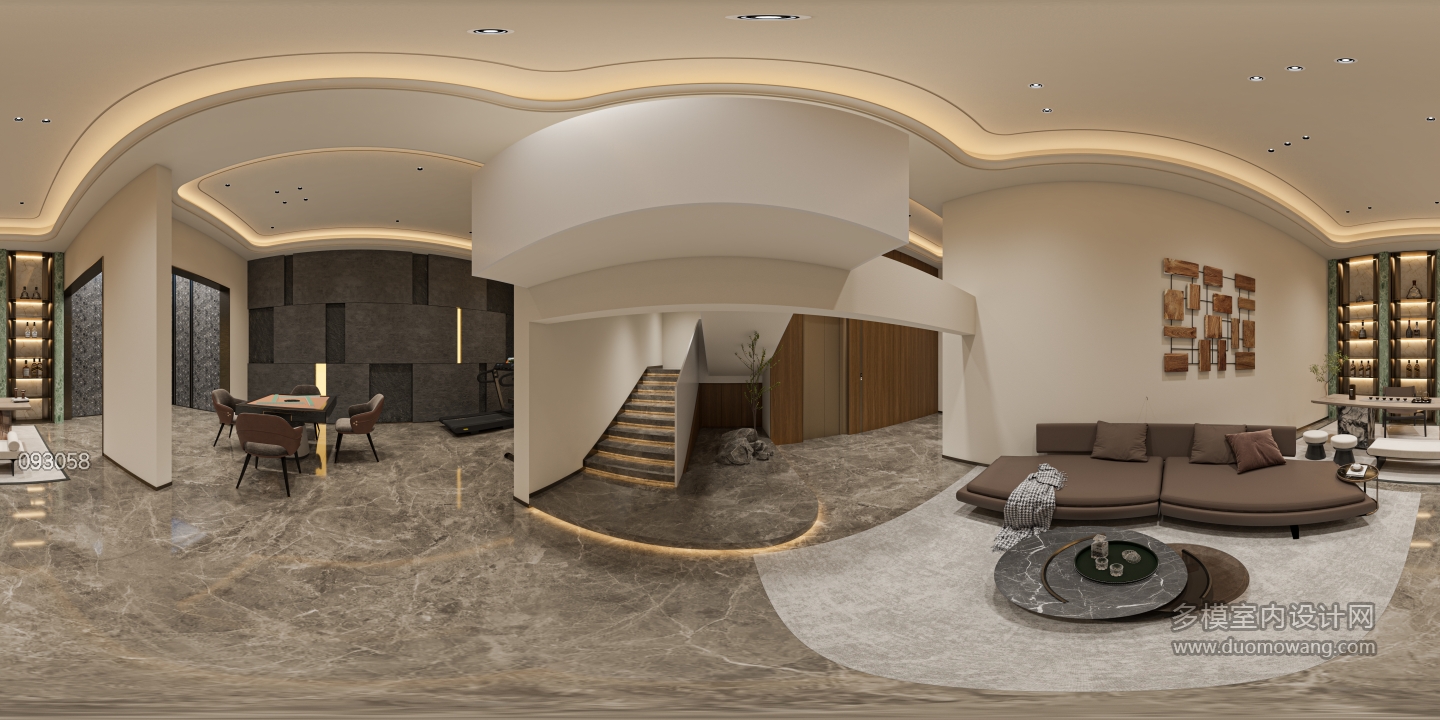 现代地下室客厅 360