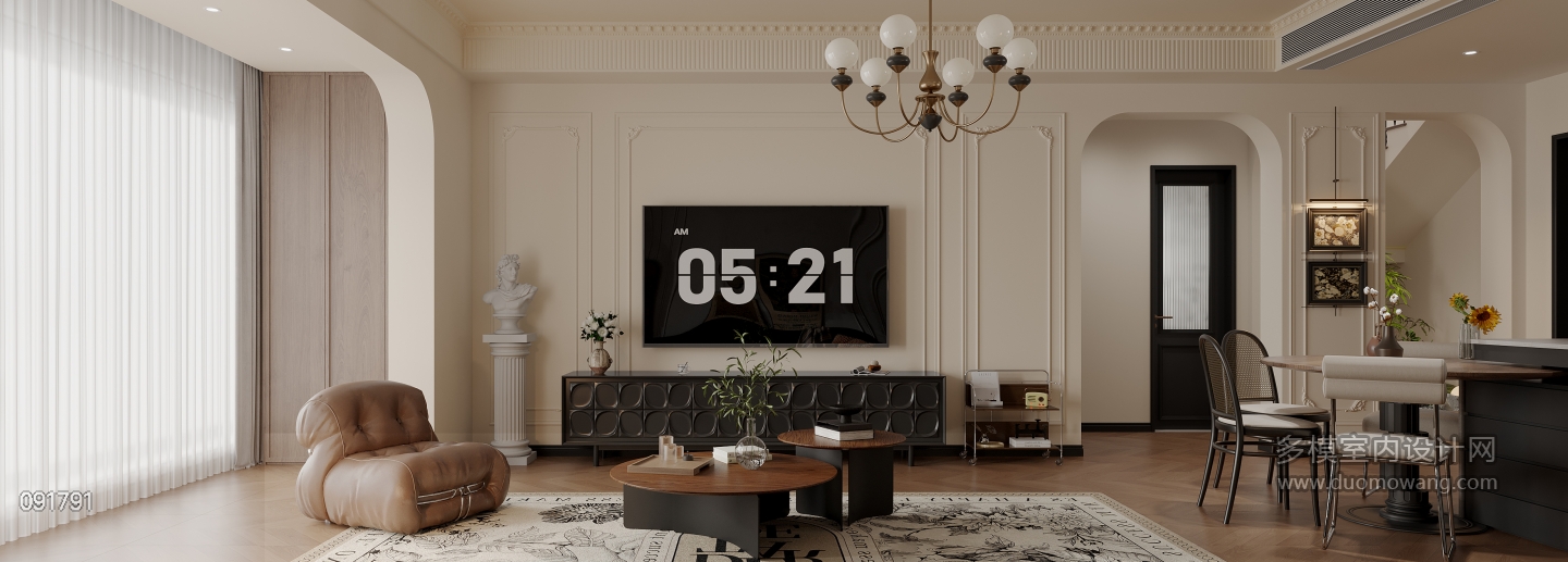 法式中古客厅电视背景墙