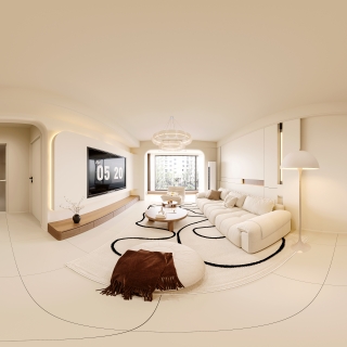 现代奶油客厅360