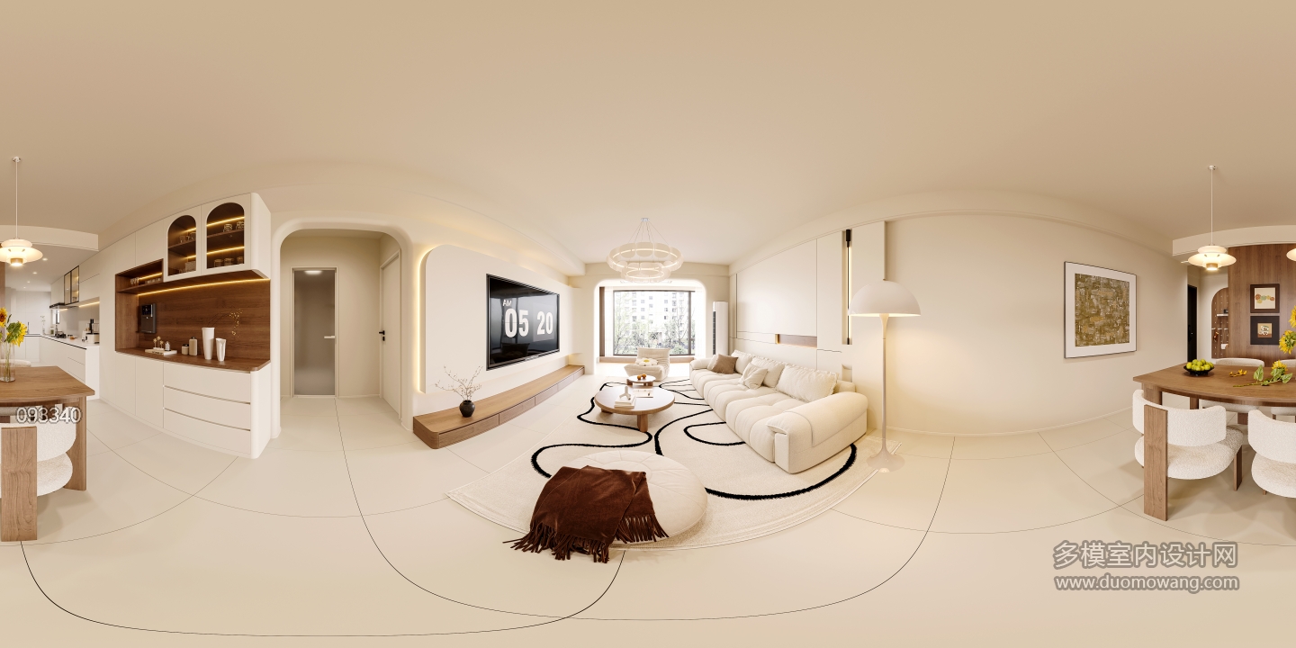 现代奶油客厅360