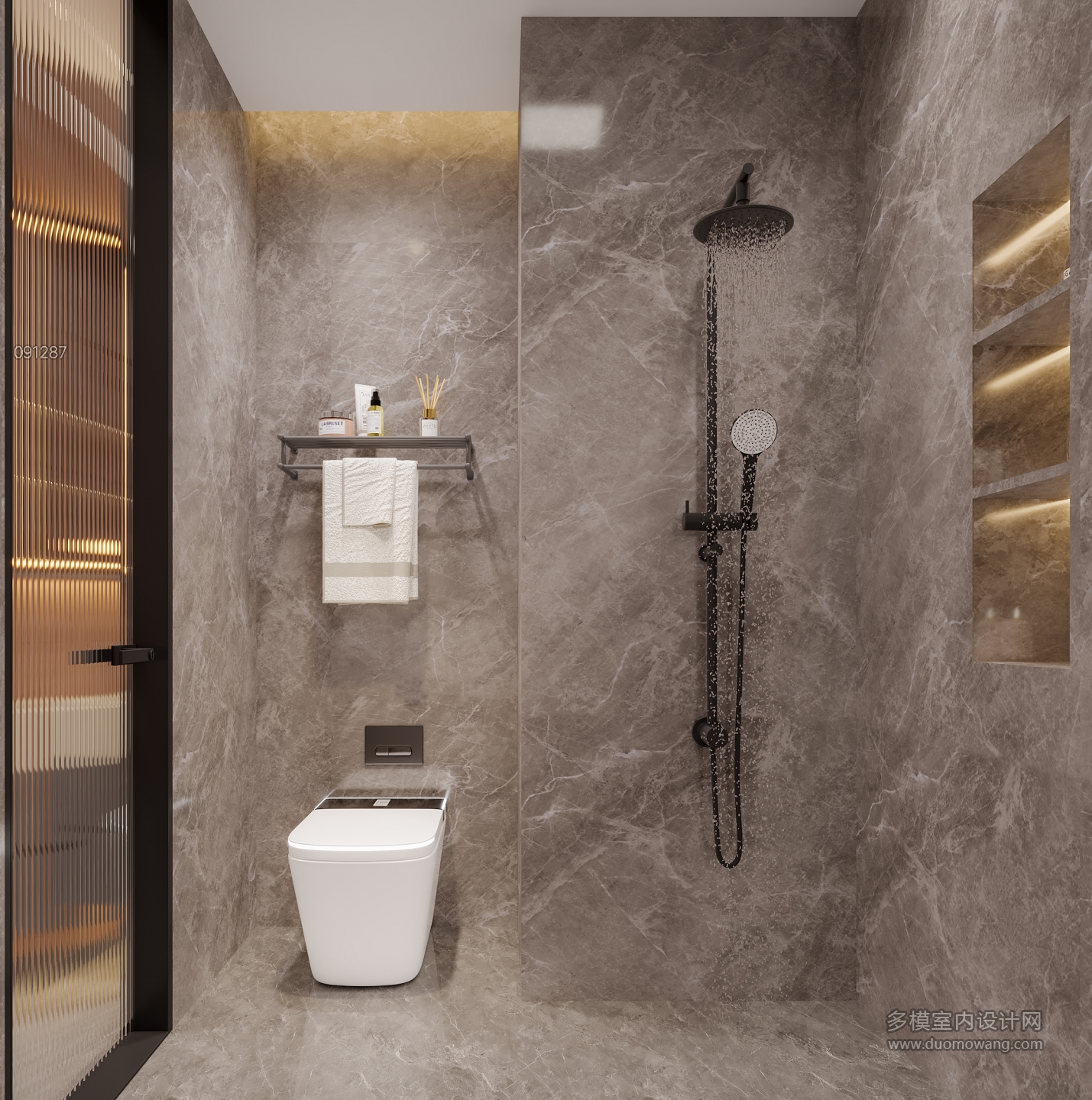 现代三层卫生间特写