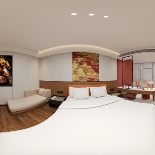 现代单人间2全景-电视墙